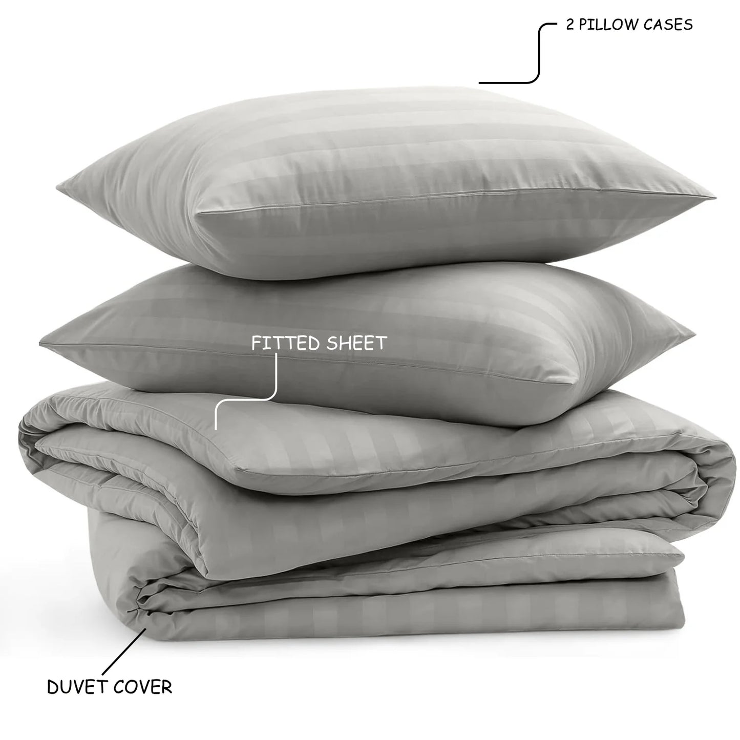 4-Piece Striped Print Duvet Cover Set – Hotel-Quality Soft & Breathable Microfiber Bedding Set with Fitted Sheet, Duvet Cover &