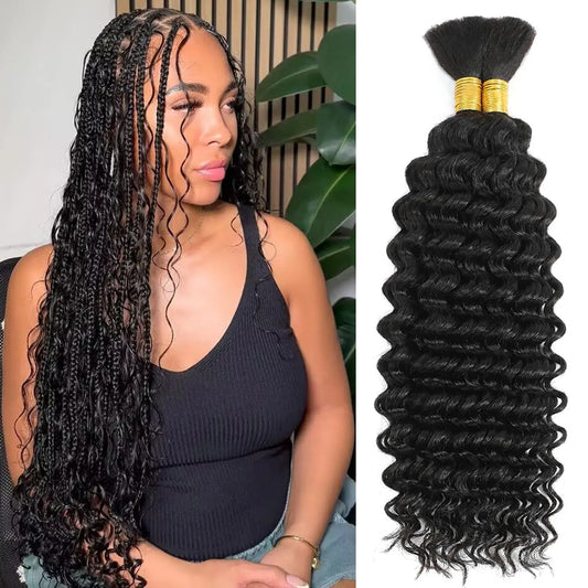 Human Braiding Hair Deep Wave Bulk Human Hair 100g No Weft Human Hair Bundles Micro Human Braiding Hair for Boho Braids
