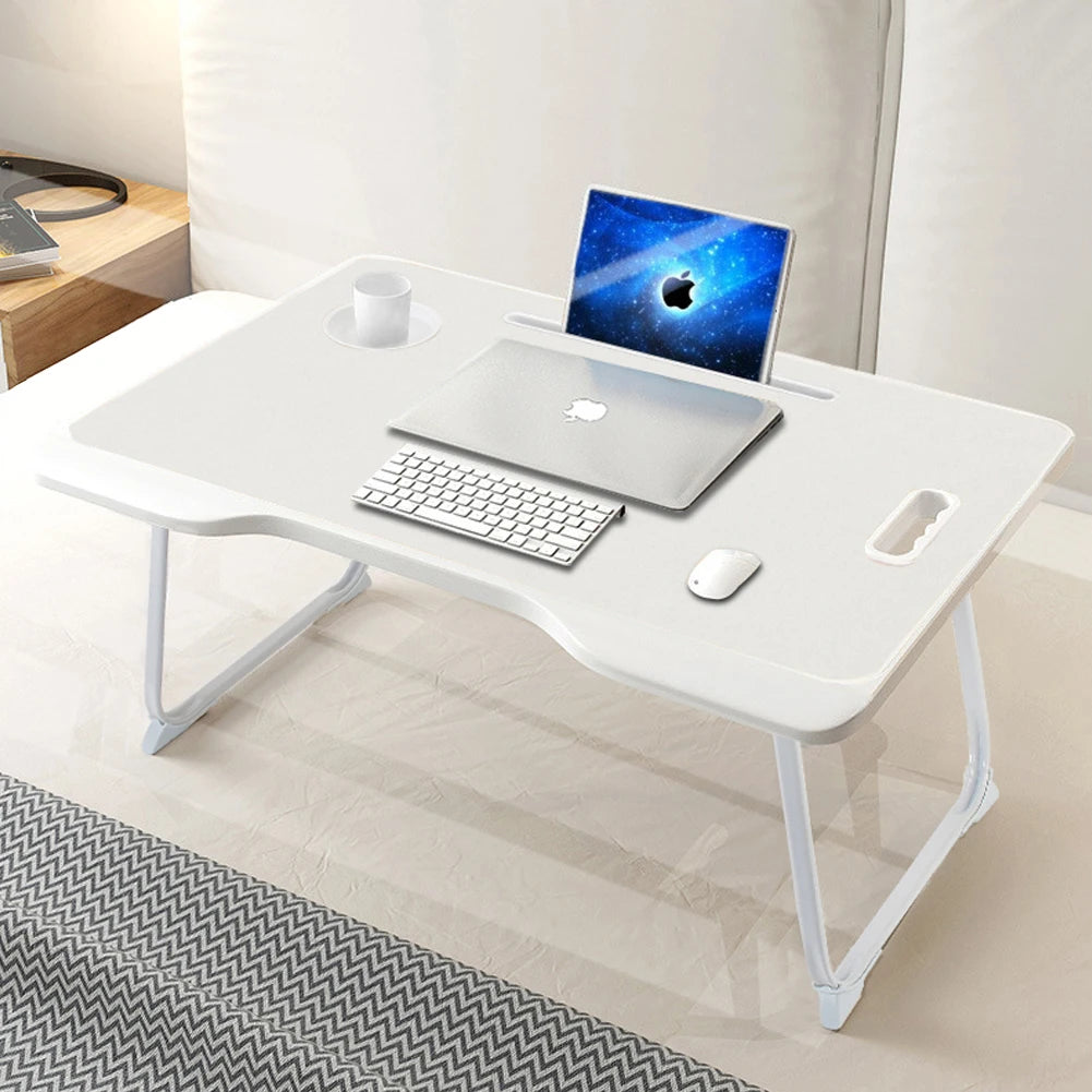 Folding Laptop Bed Desk With Cup Holder Multifunctional Dormitory Bedroom Bed Desk With Drawer Portable Desk