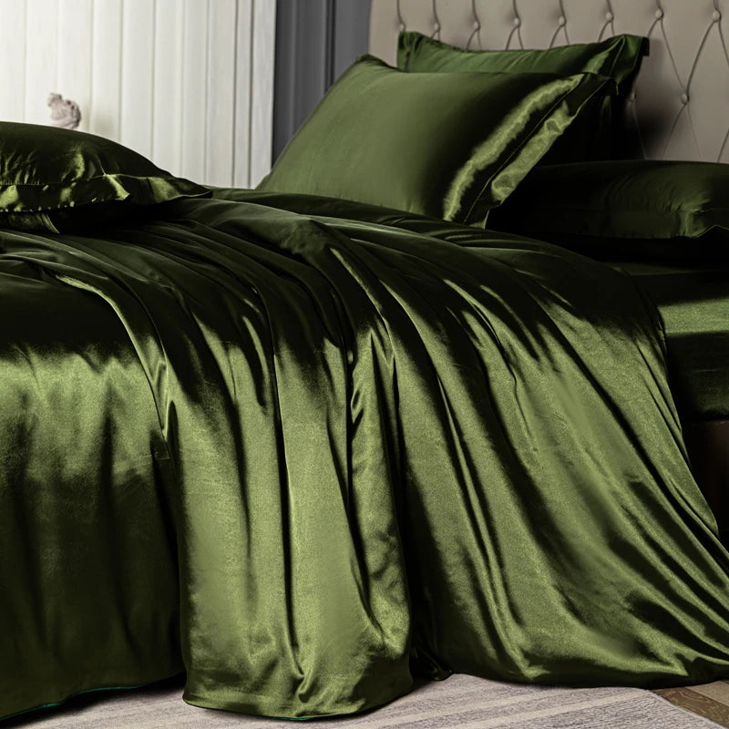 High Quality Bedding Set Skin Friendly Satin Quilt Cover Single Double Full Queen Solid Color Duvet Cover