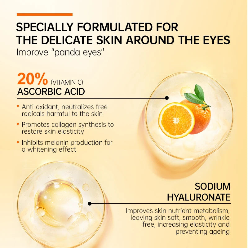 Anti Dark Circle Eye Cream Vitamin C Eye Bags Removal Whitening Lightening Cream Wrinkle Removal Serum Eyes Firming Skin Care