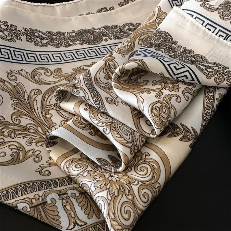 2025 New Fashion 70X70cmPrinted Women's Scarf Pashmina Silk Scarf Square Shawl Decorative Headband Neck Luxury Design Bandana