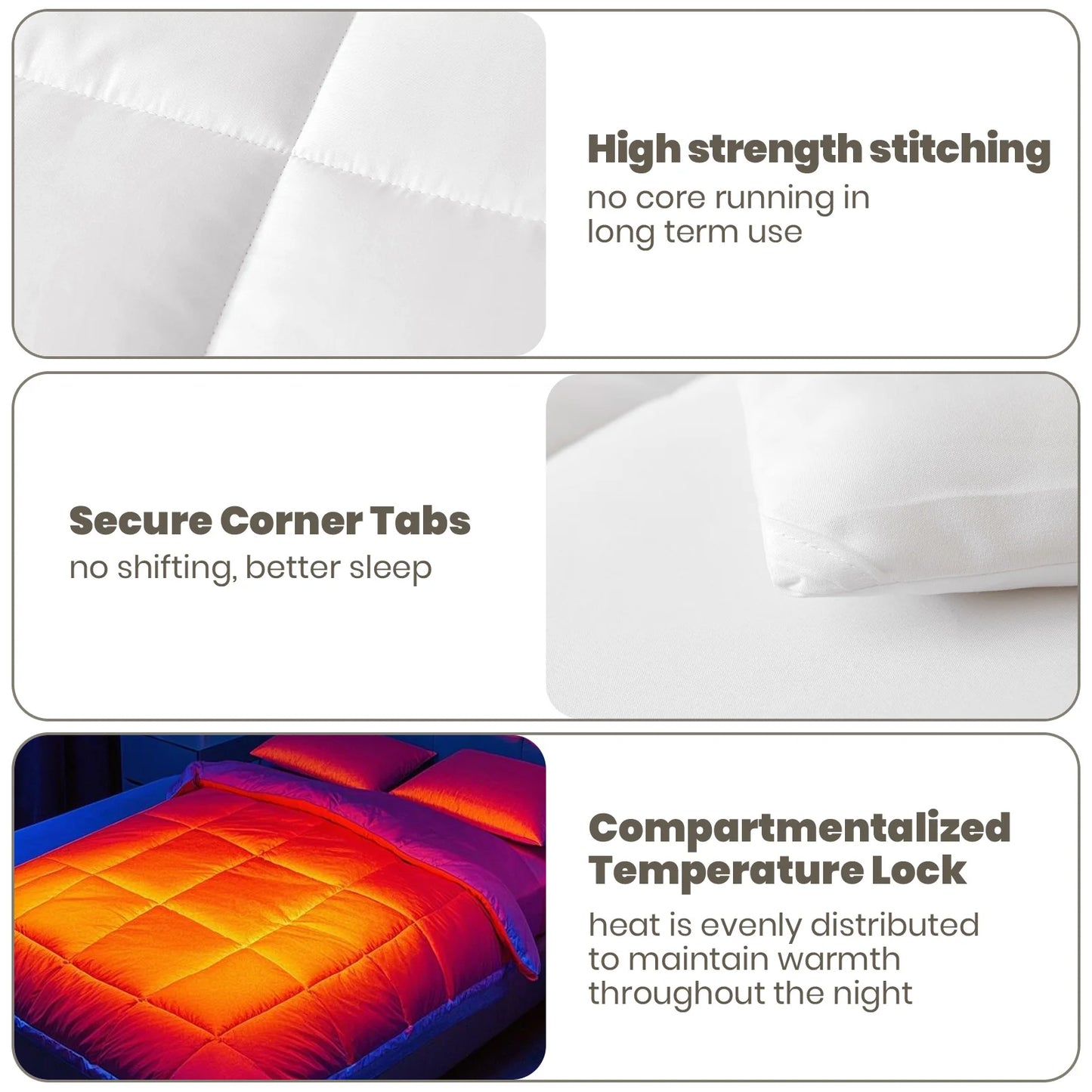 15 Tog All Season King Size Duvet - Warm Hypoallergenic Hollowfibre Bedding with Corner Ties & Machine Washable for Winter