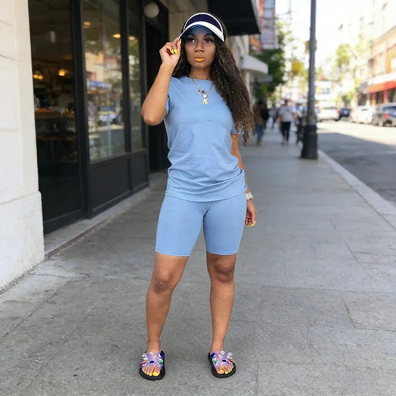 Hot Sales Womens Tracksuit Casual T-shirt Shorts 2 Pcs Set Outdoor Sports Jogging Woman Clothing Summer Street Short Outfits y2k