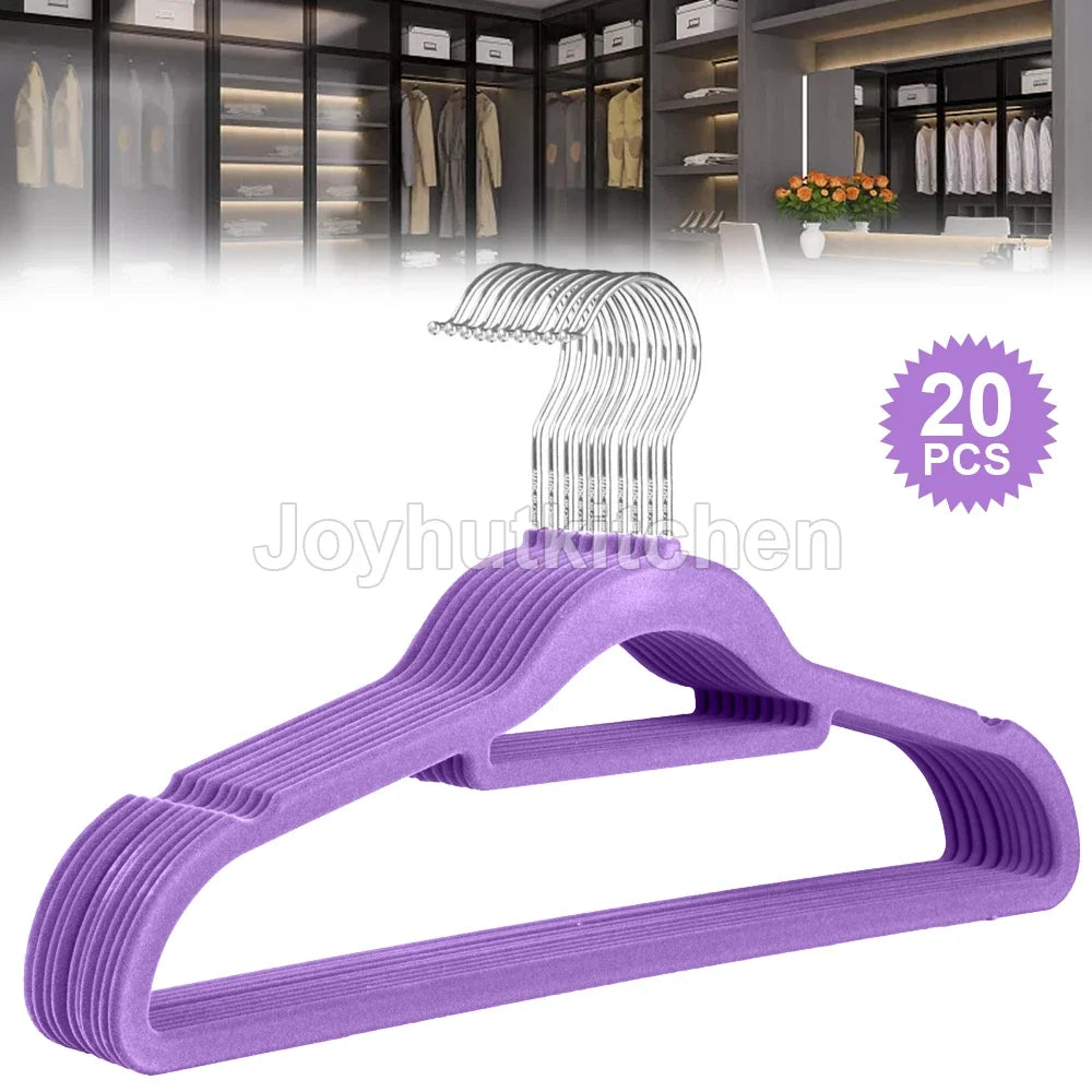 Velvet Flocked Hangers for Clothes and Trousers Non-Slip Space Efficient Design