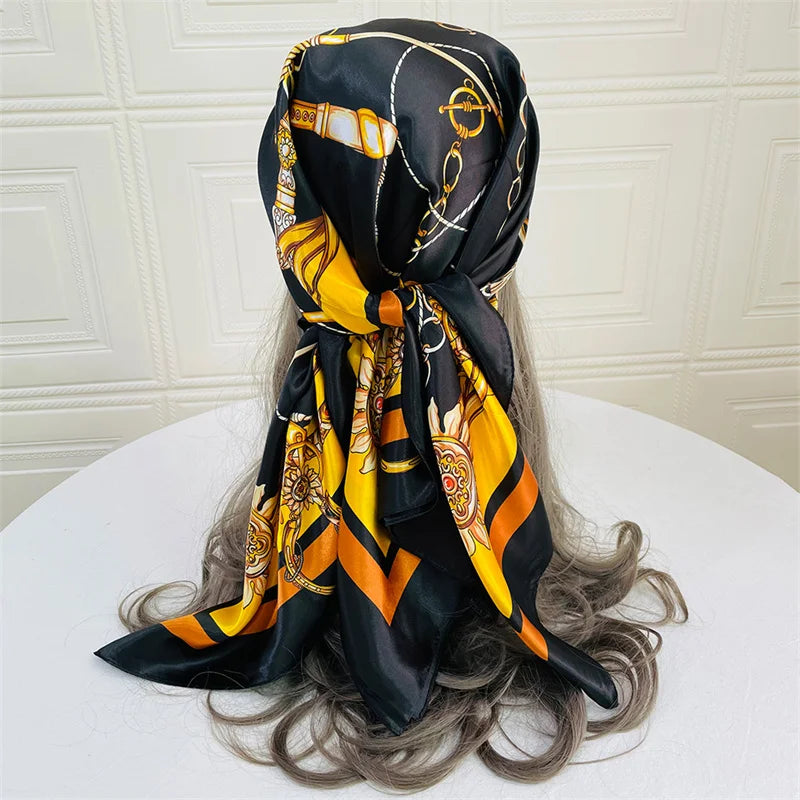 Silk Hair Scarf Scarftop Women Summer Satin Headscarf Foulard Bandana Cheveux Soft Neckerchief Hijab For Ladies