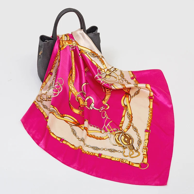 Silk Hair Scarf Scarftop Women Summer Satin Headscarf Foulard Bandana Cheveux Soft Neckerchief Hijab For Ladies