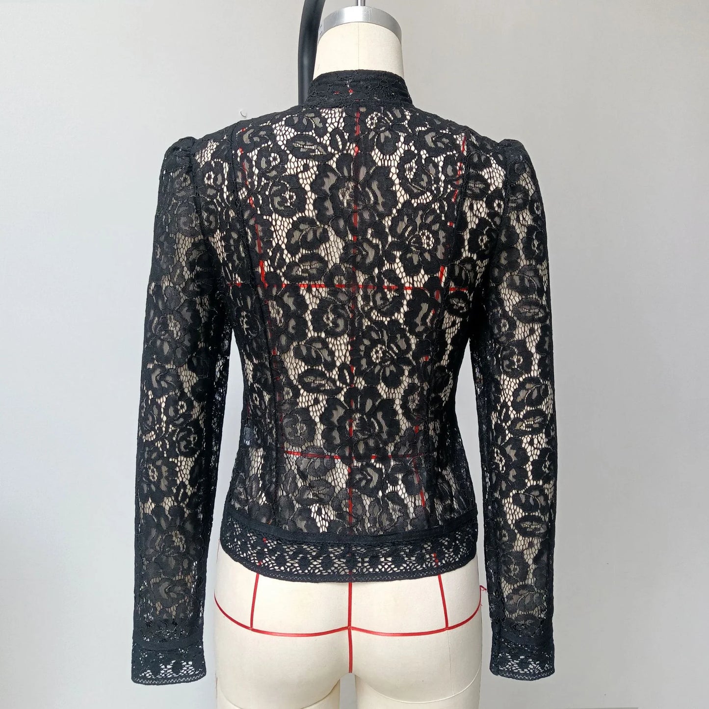 Tossy Summer Lace Printed Shirts Tops Female Hollow Out Fashion Commute Vintage See-Through Blouse Women's Lace Shrug Shirts New