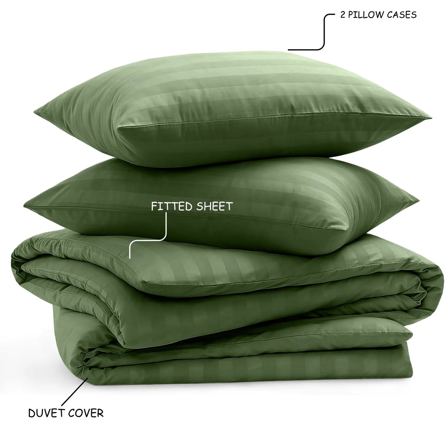 4-Piece Striped Print Duvet Cover Set – Hotel-Quality Soft & Breathable Microfiber Bedding Set with Fitted Sheet, Duvet Cover &