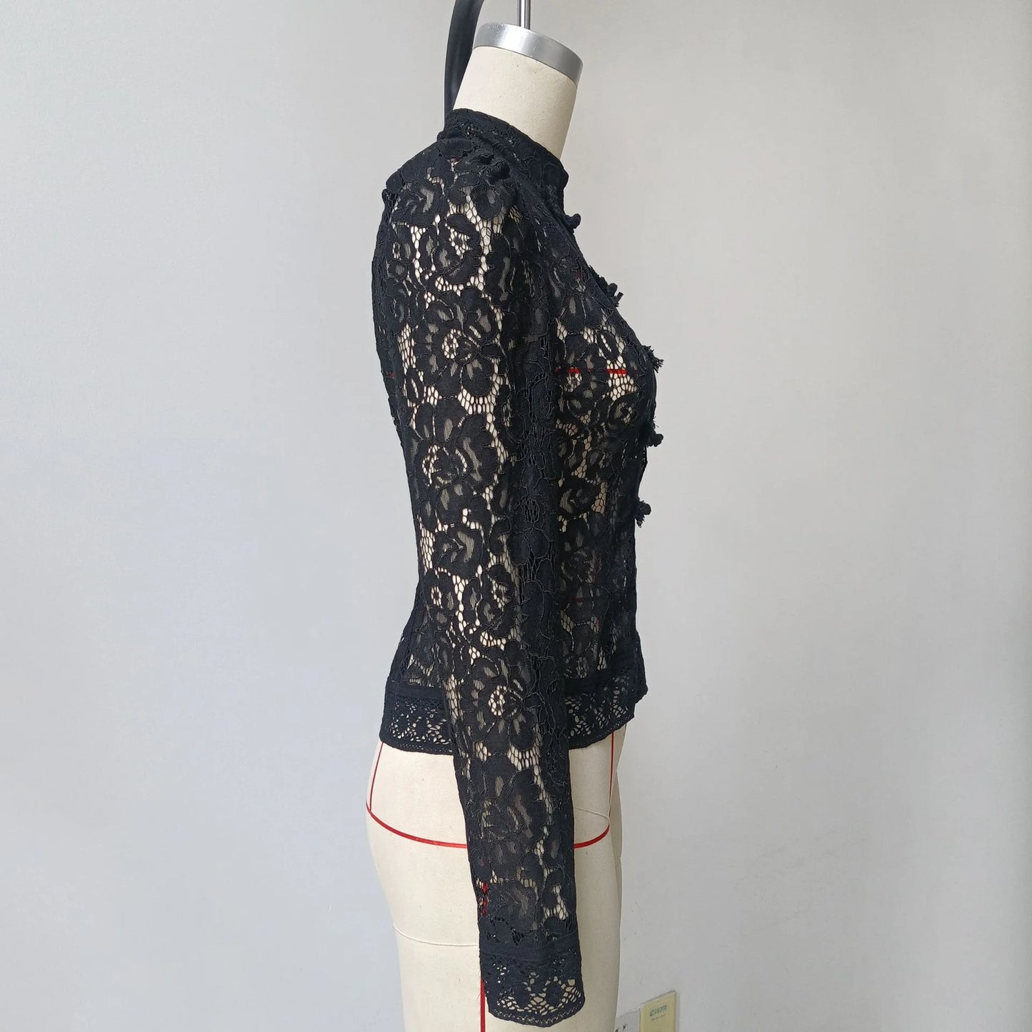 Tossy Summer Lace Printed Shirts Tops Female Hollow Out Fashion Commute Vintage See-Through Blouse Women's Lace Shrug Shirts New