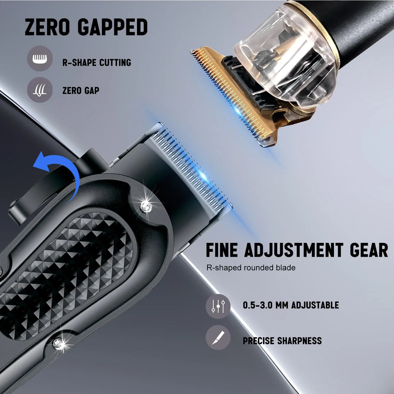 SOUMPIA 3 PCS Hair Clipper for Men Cordless Beard Trimmer Bald Head Shaver Body Groomer with USB Multiple Guards LED Display
