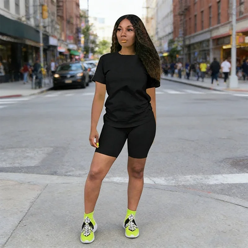 Hot Sales Womens Tracksuit Casual T-shirt Shorts 2 Pcs Set Outdoor Sports Jogging Woman Clothing Summer Street Short Outfits y2k