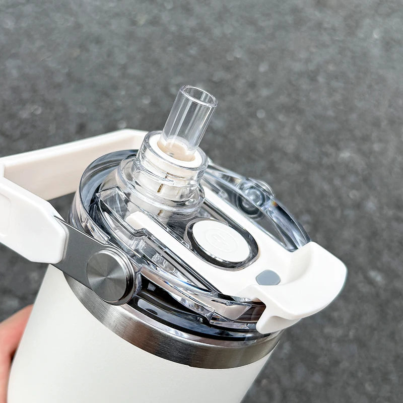 1pc Magnetic Suction Lid Double-layer Vacuum Insulated Water Bottle 600ml/900ml Wide Handle Portable  Outdoorulation Drinkware