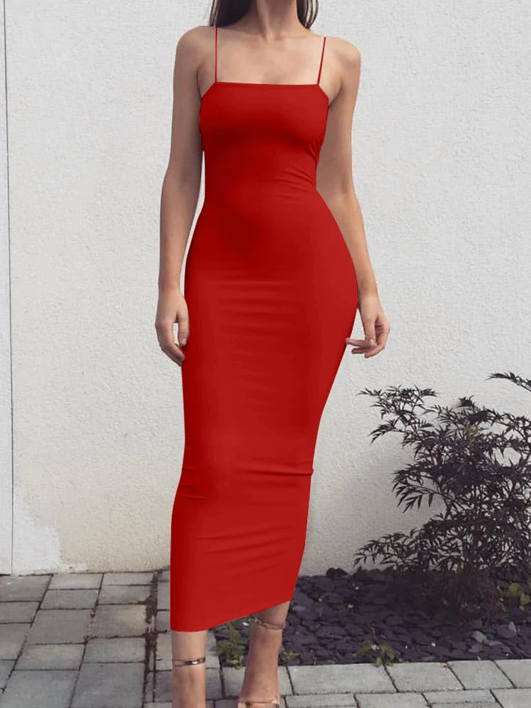 Women's High Elastic Sleeveless Backless Long Dress