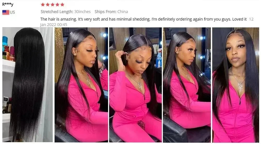 200 Density 13x4 13x6 Full Frontal 360 HD Transparent Lace 40 46 Inch Long Straight 5x5 Closure Human Hair Pre plucked Wigs