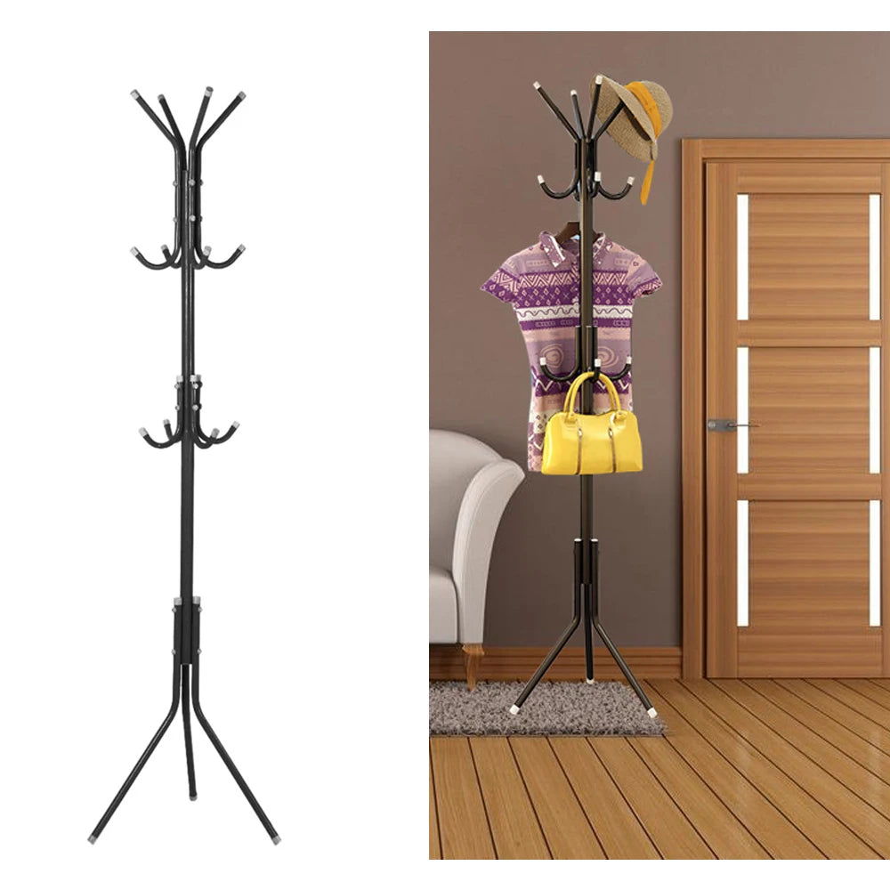 Clothes and Hats Rack Metal Multi Hooks Mobile and Convenient Coat Rack for Home Living Room Hangers Clothes Rack Stand