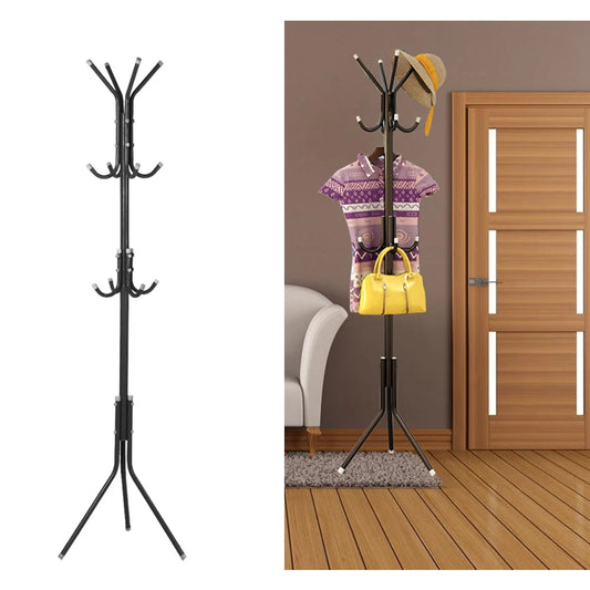 Clothes and Hats Rack Metal Multi Hooks Mobile and Convenient Coat Rack for Home Living Room Hangers Clothes Rack Stand