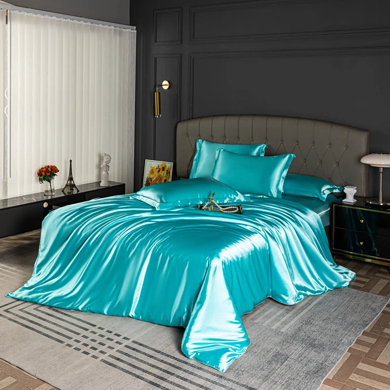 High Quality Bedding Set Skin Friendly Satin Quilt Cover Single Double Full Queen Solid Color Duvet Cover