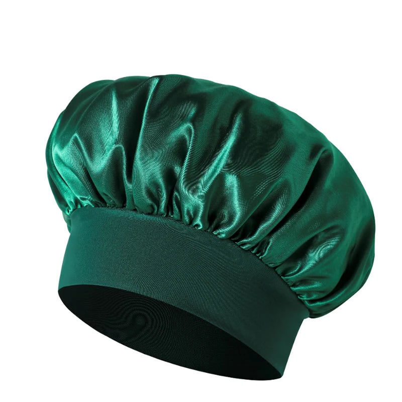 custom Soft Silk Satin Lined Bonnet Large Satin Hair Bonnet Household Sleep Shower Cap Hair Wrap Cover for Long Hair Salon Tool