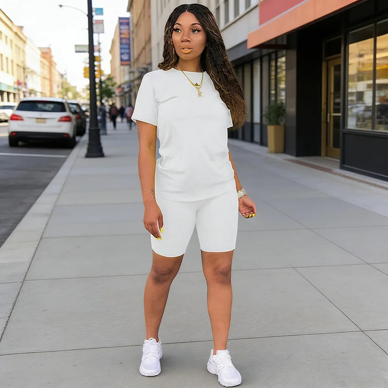 Hot Sales Womens Tracksuit Casual T-shirt Shorts 2 Pcs Set Outdoor Sports Jogging Woman Clothing Summer Street Short Outfits y2k