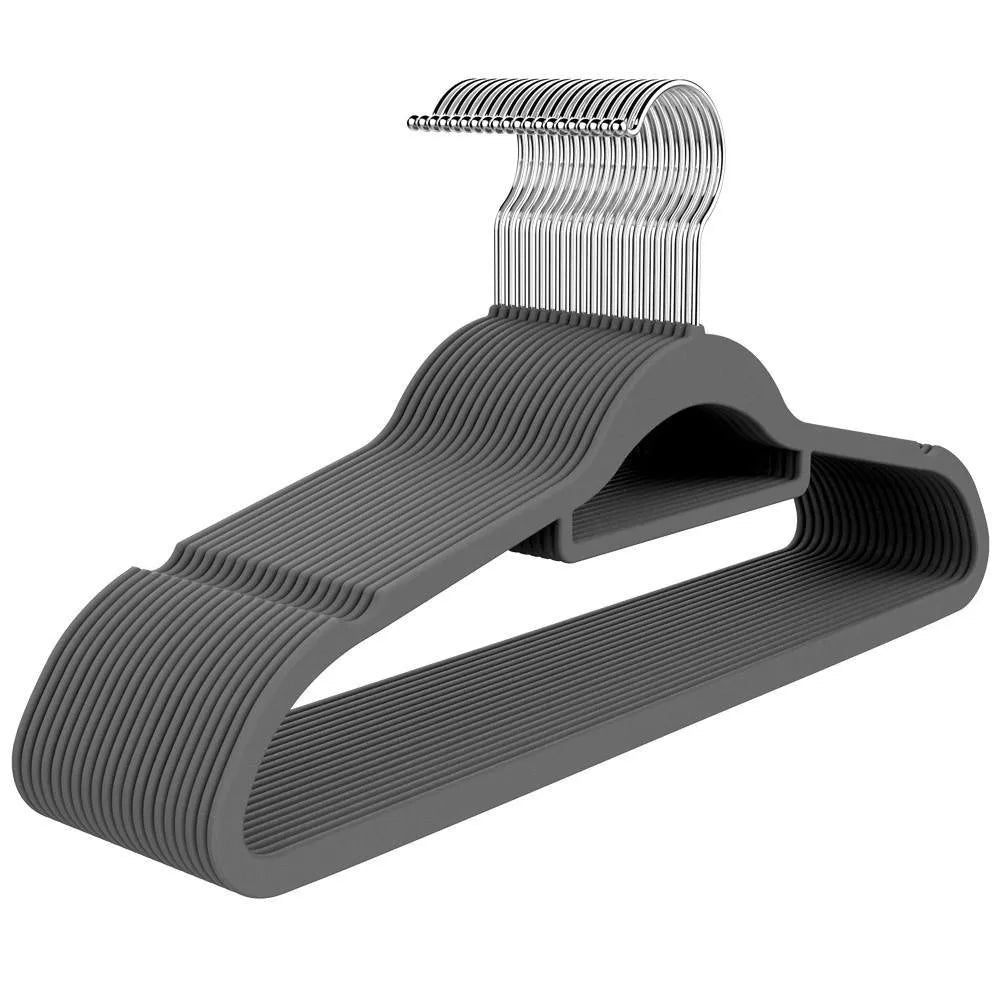 Velvet Flocked Hangers for Clothes and Trousers Non-Slip Space Efficient Design