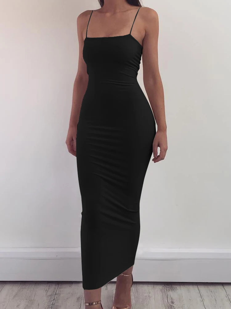 Women's High Elastic Sleeveless Backless Long Dress