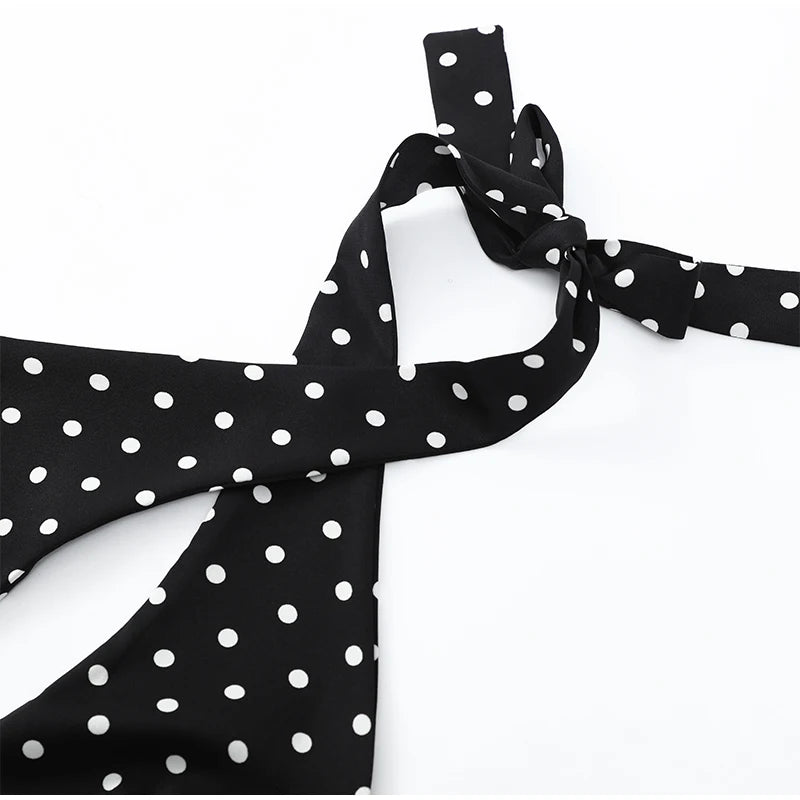 Polka Dot Halter Mini Dress Women Fashion Backless Sleeveless Off-shoulder Hollow Out Slim Short Vestidos 2026 Lady Party Gown
