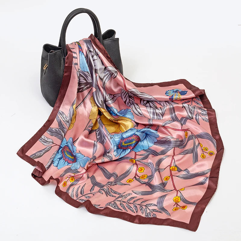 Silk Hair Scarf Scarftop Women Summer Satin Headscarf Foulard Bandana Cheveux Soft Neckerchief Hijab For Ladies