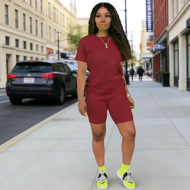 Hot Sales Womens Tracksuit Casual T-shirt Shorts 2 Pcs Set Outdoor Sports Jogging Woman Clothing Summer Street Short Outfits y2k