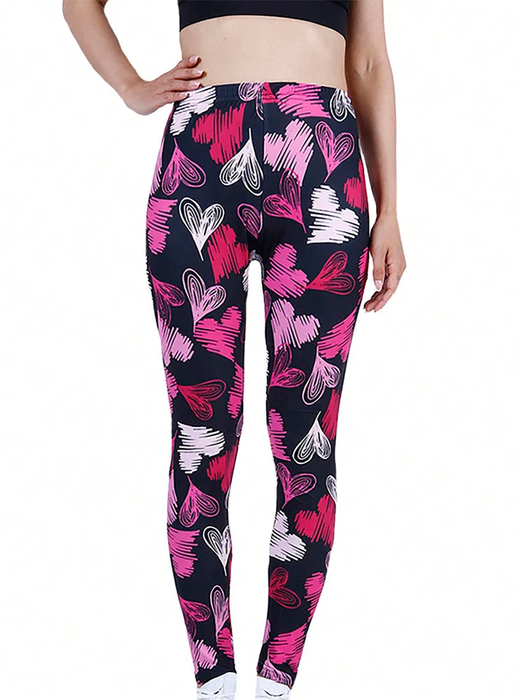 Red White Heart Shaped Cute Sexy Women's Leggings With High Elasticity Sexy Tight Fit Casual Sports Fitness Yoga Pants