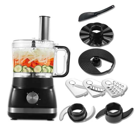 TopStrong 6-in-1 for Chopping, Slicing, Shredding and Kneading Dough, 3 Speeds with Pulse, 2L Mixing Bowl 800W Food Processor