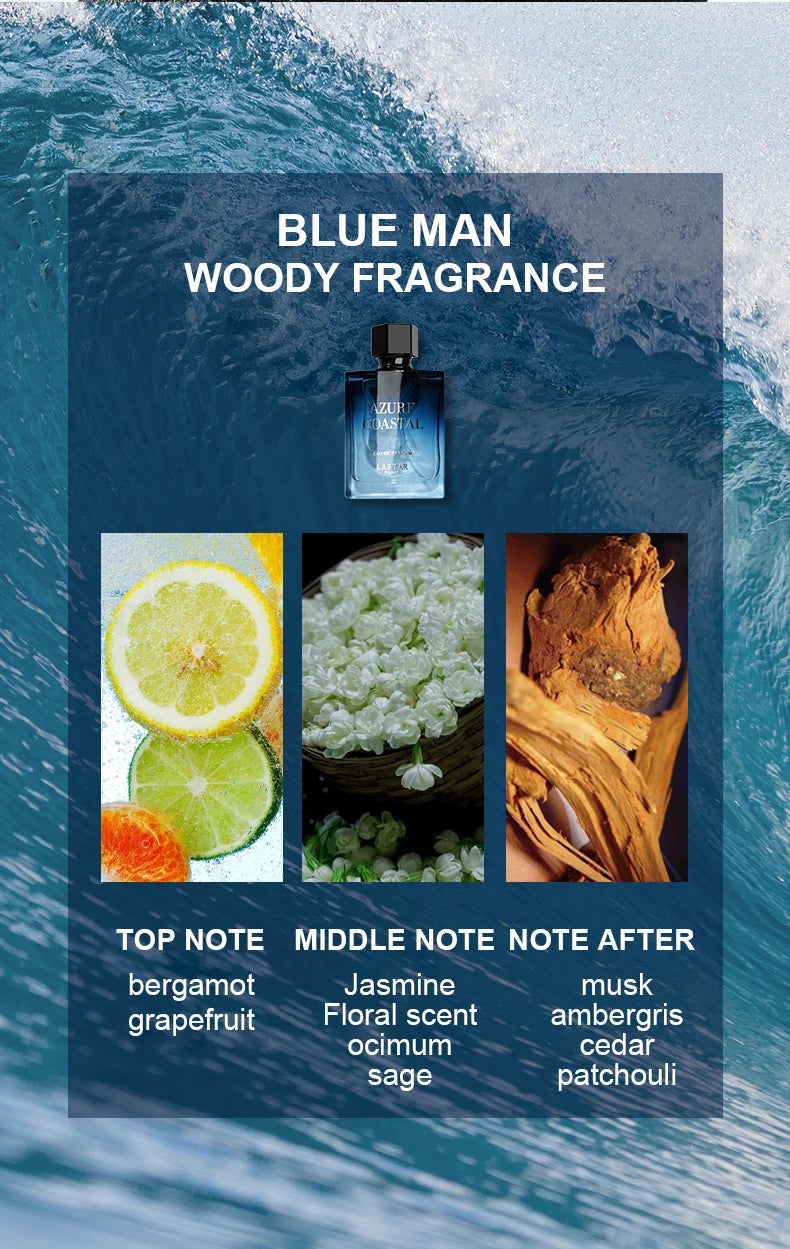 LASTAR men perfume, Two bottles Totaling 100ml/3.38fl.oz, Musk, Long-Lasting Fragrance, Christmas/New Year Gifts