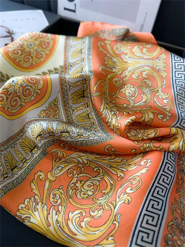2025 New Fashion 70X70cmPrinted Women's Scarf Pashmina Silk Scarf Square Shawl Decorative Headband Neck Luxury Design Bandana