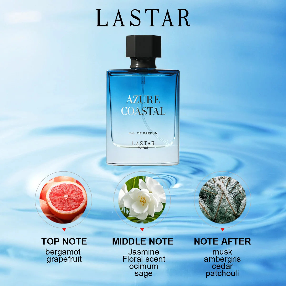 LASTAR men perfume, Two bottles Totaling 100ml/3.38fl.oz, Musk, Long-Lasting Fragrance, Christmas/New Year Gifts