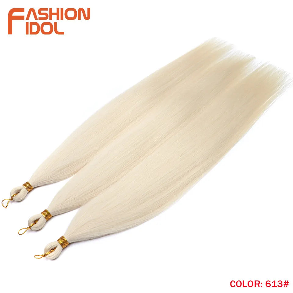 28" 3PCS Ariel Straight Pony Hair Bundles Crochet Braids Hair Synthetic Braiding Hair Ombre Silver Grey Crochet Hair Extensions