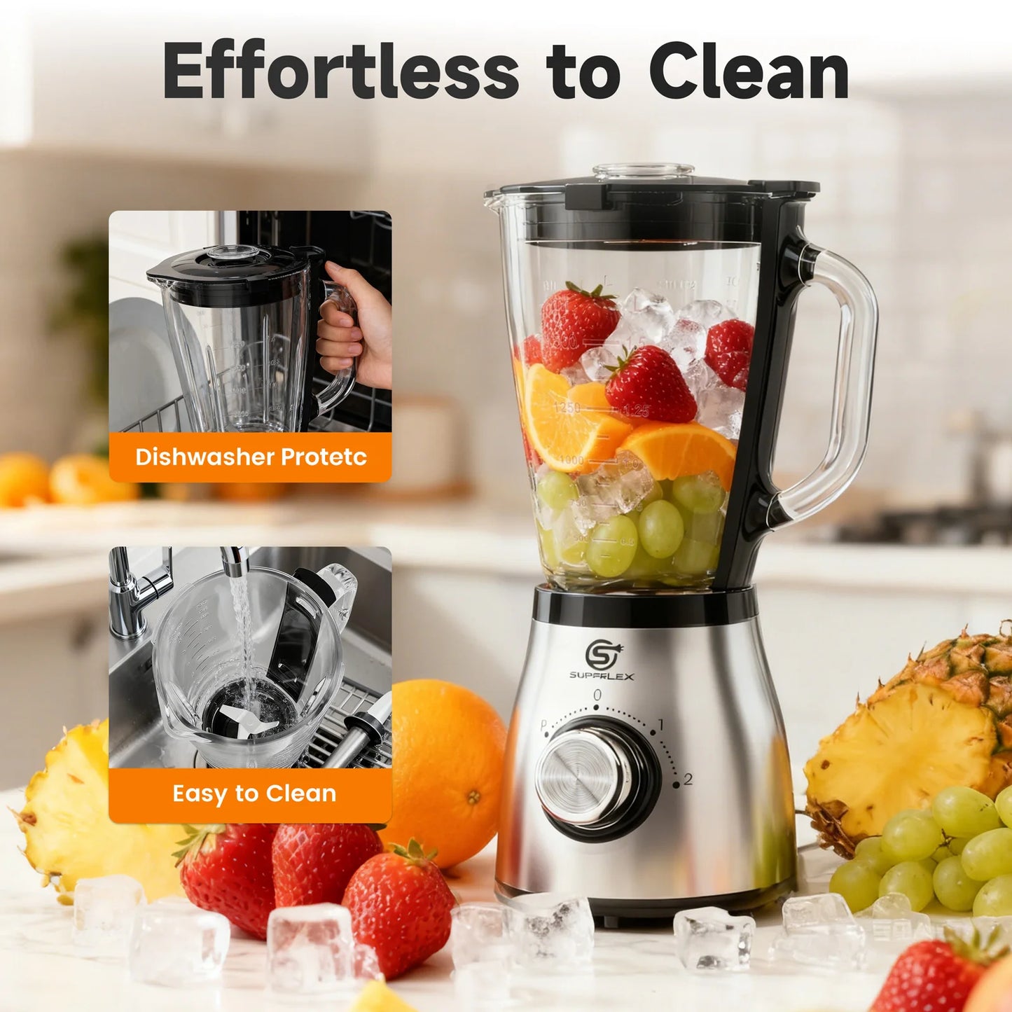 SUPERLEX 1.5L Multifunctional Wall Breaking Machine 2Speed Multi-purpose 3 in 1 Double Cup Squeezing Blender 800W BPA Free New