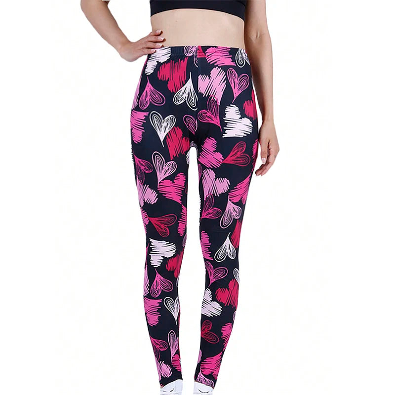 Red White Heart Shaped Cute Sexy Women's Leggings With High Elasticity Sexy Tight Fit Casual Sports Fitness Yoga Pants
