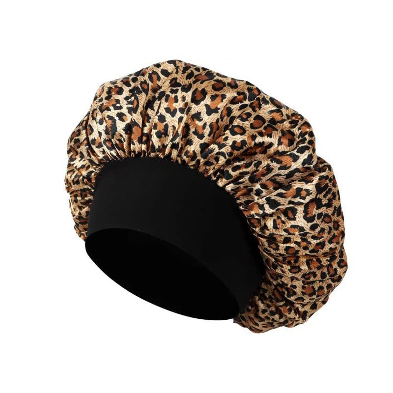 custom Soft Silk Satin Lined Bonnet Large Satin Hair Bonnet Household Sleep Shower Cap Hair Wrap Cover for Long Hair Salon Tool