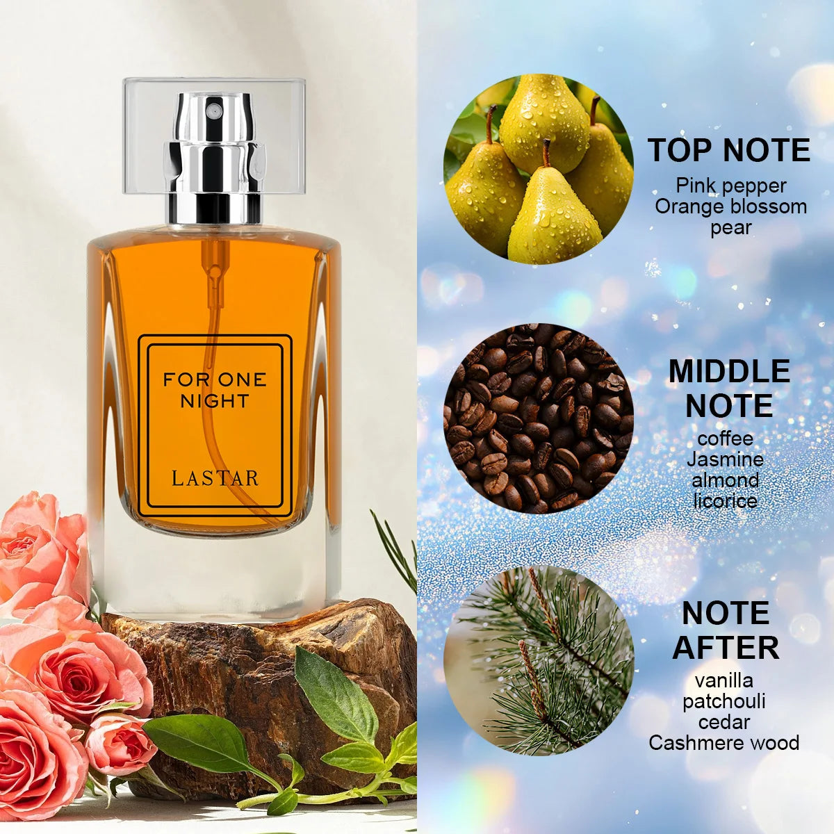 LASTAR Long-lasting Fragrance Perfume, 1.86fl oz/55ml, Cedar Scent,Suitable for Dates.Christmas/New Year/Valentine's Day Gifts.