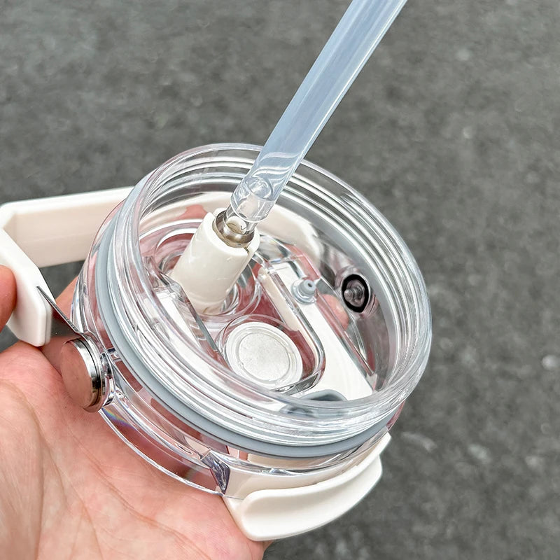 1pc Magnetic Suction Lid Double-layer Vacuum Insulated Water Bottle 600ml/900ml Wide Handle Portable  Outdoorulation Drinkware