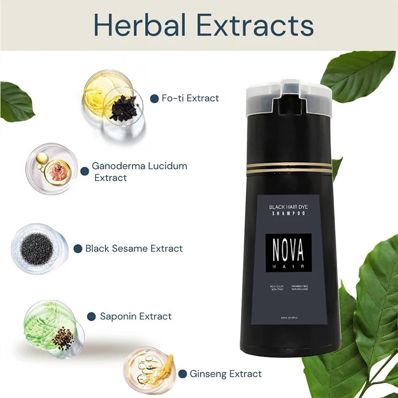 Nova Hair Dyeing Shampoo Hair Instant Dye 3-in-1 Shampoo Men Women Fluffy Oil Control Hair Care Products Nourish Hair Shampoo