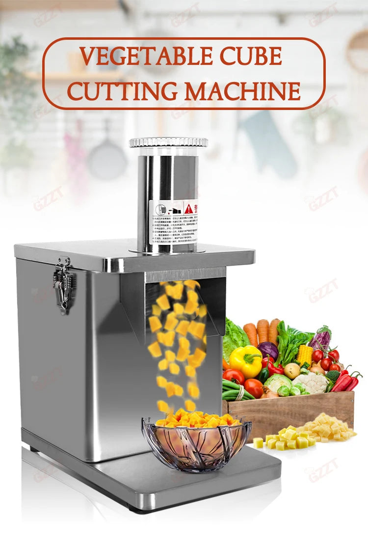 GZZT EVEC Electric Vegetable Cutter Commercial Cube Cutting Maker Fruit Slicer Cutting Strip Dice Food Processor With 5 Blades