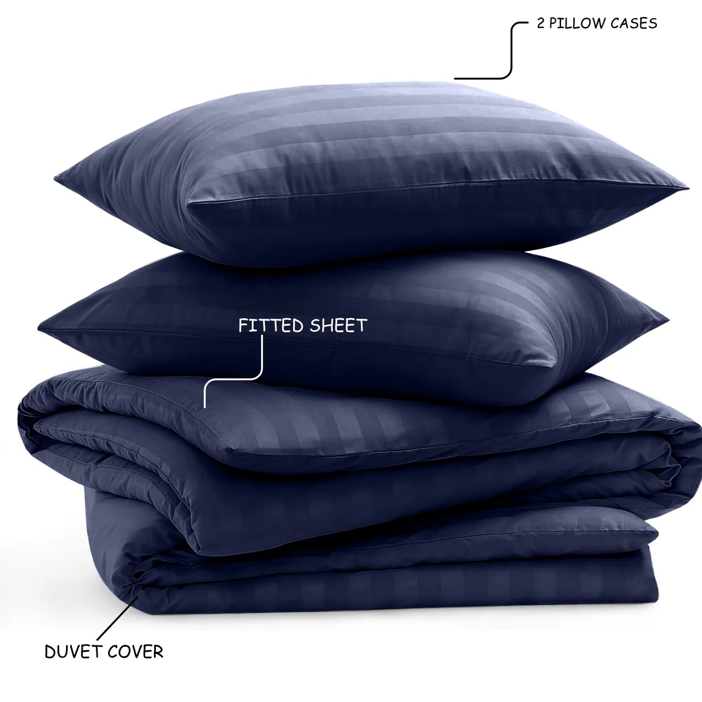 4-Piece Striped Print Duvet Cover Set – Hotel-Quality Soft & Breathable Microfiber Bedding Set with Fitted Sheet, Duvet Cover &