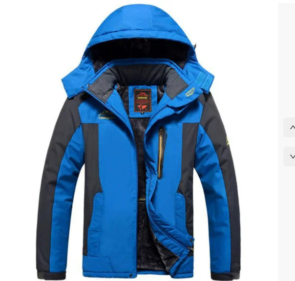 Men's Jacket Winter Outdoor Warm Men's Gorpcore Waterproof Thick Fleece Parka Snow Hiking Casual Windproof Hooded Coat