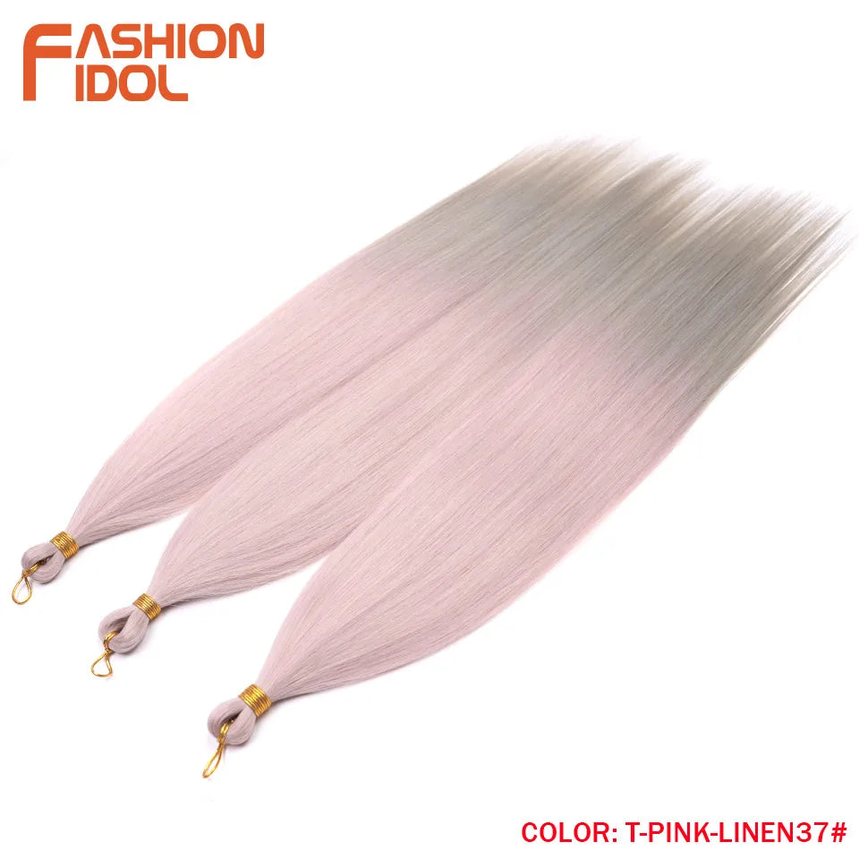 28" 3PCS Ariel Straight Pony Hair Bundles Crochet Braids Hair Synthetic Braiding Hair Ombre Silver Grey Crochet Hair Extensions