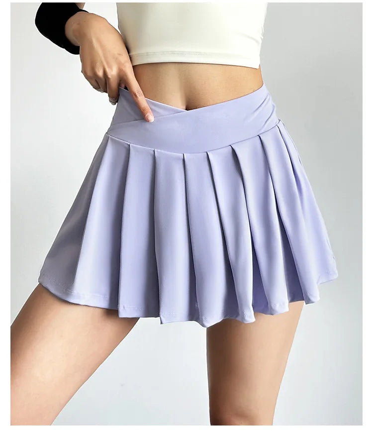 Sports short skirt women summer anti-walk yoga pants running fitness clothes quick dry breathable high waist pleated skirt