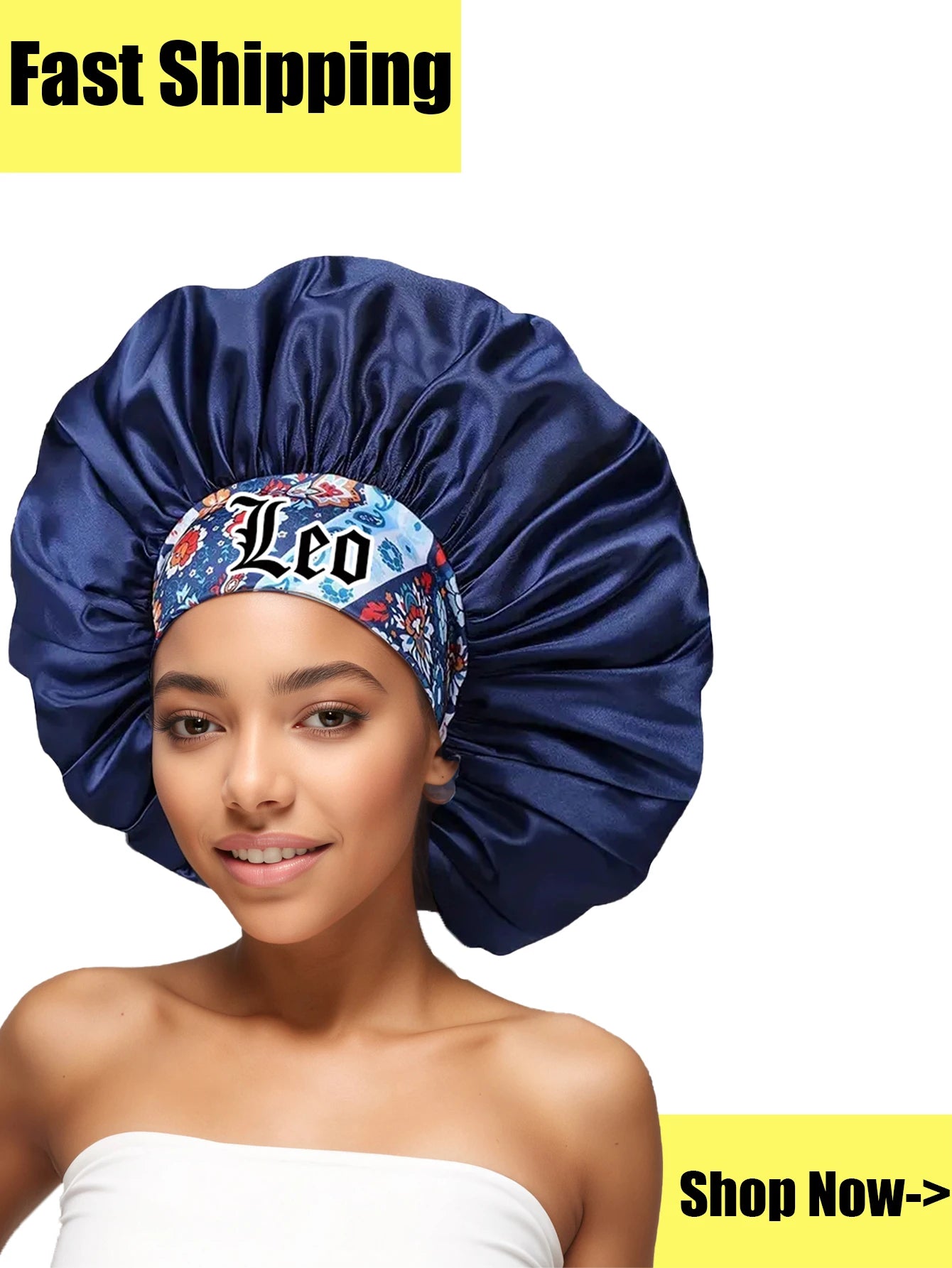 1Pcs Customize Satin Bonnets Head Cover Sleeping Cap Bonnet With Wide Elastic Band Large Silky Night Sleep Cap For Women