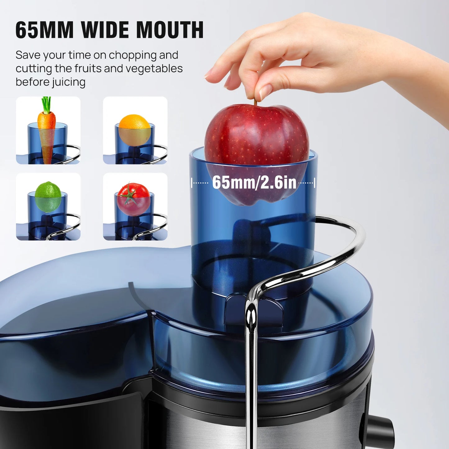 Juicer Machine, Feed Chute for Fruits, Vegetables & Citrus, 2-Speed Centrifugal Juice Extractor, 500ML Capacity