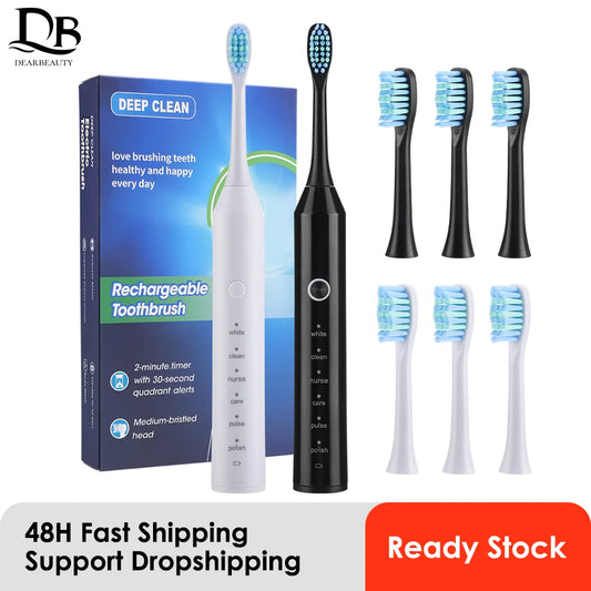 Sonic Electric Toothbrush Smart Ultrasonic Dental Teeth Whitening Rechargeable Adult Tooth Brush With 6 Modes and 4 Brush Heads