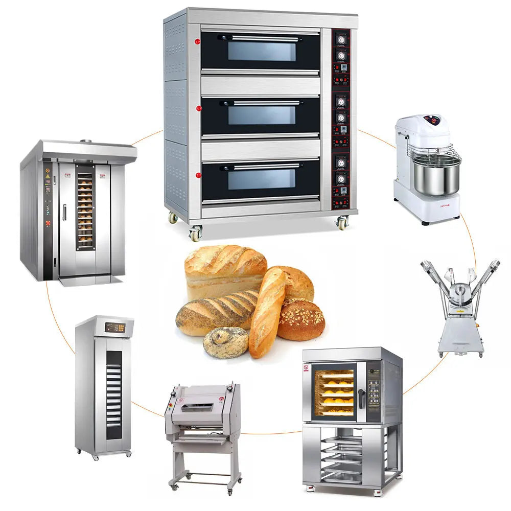 Commercial Electric Gas Automatic Bread Baking Oven Prices / Complete Bakery Equipment Machine For Sale